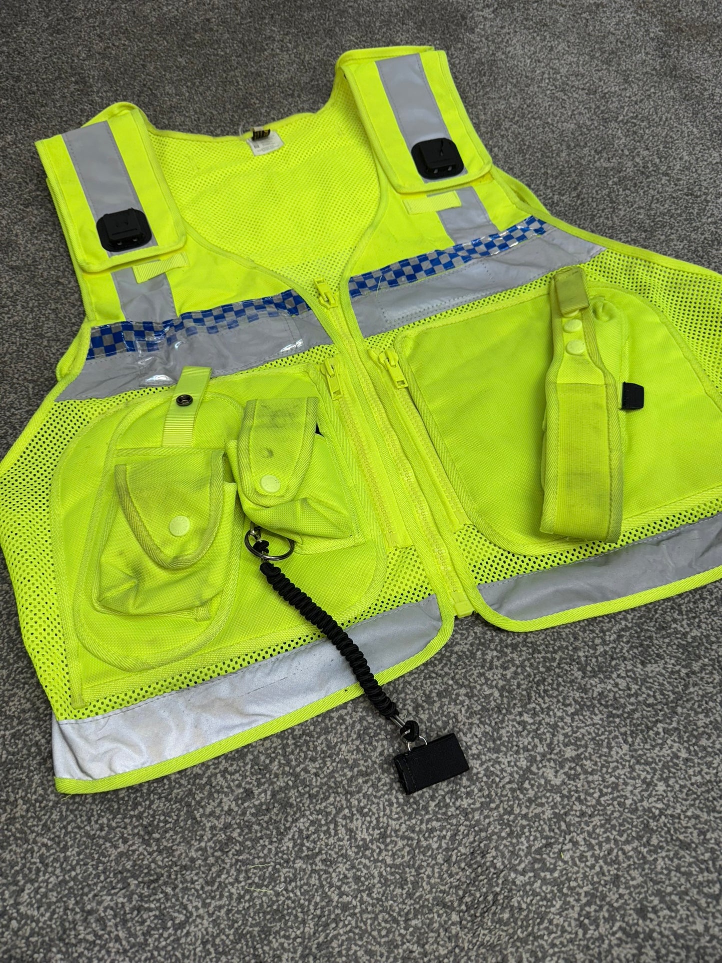 Ex Police Protec Hi Vis Tactical Vest XL Chequered Security Utility Tac Vest