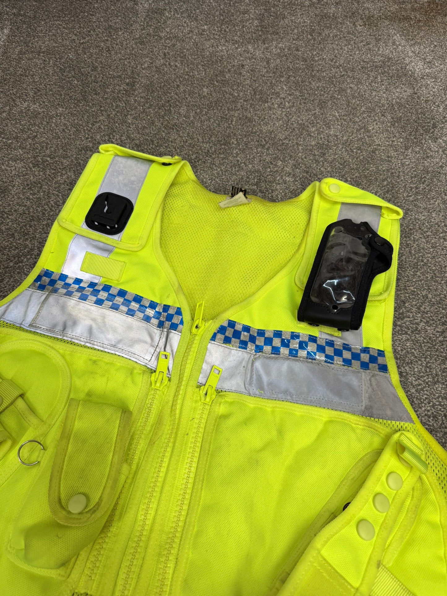 Ex Police Protec Hi Vis Tac Utility Vest LRG With Radio Pouch Chequered Security