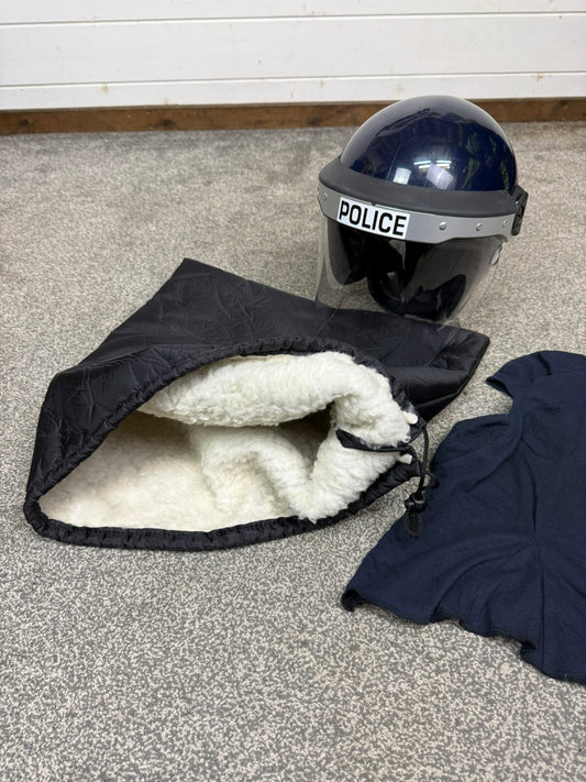Ex Police Riot Helmet 60-61cm Fleece Bag & Hood Genuine