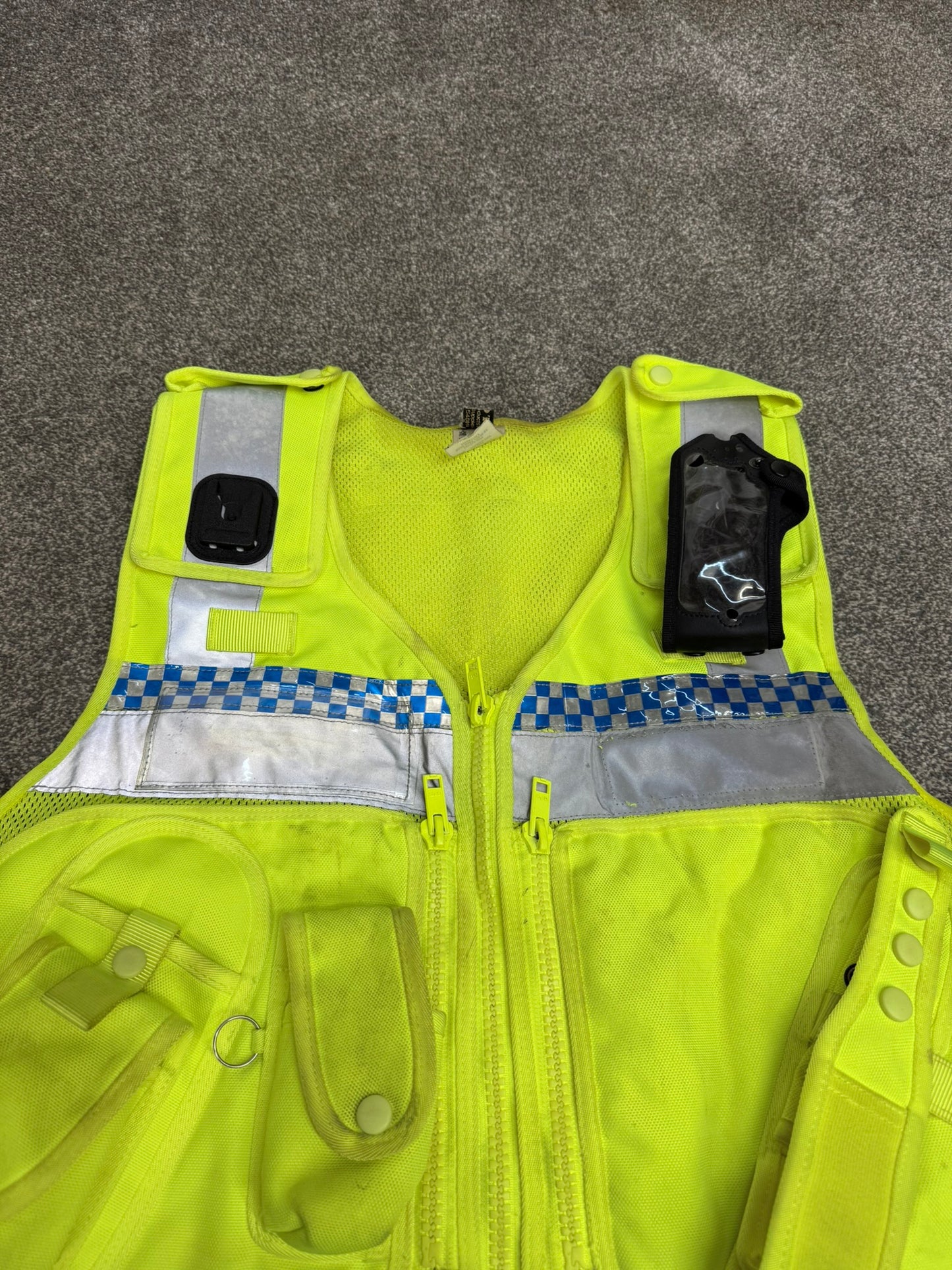 Ex Police Protec Hi Vis Tac Utility Vest LRG With Radio Pouch Chequered Security