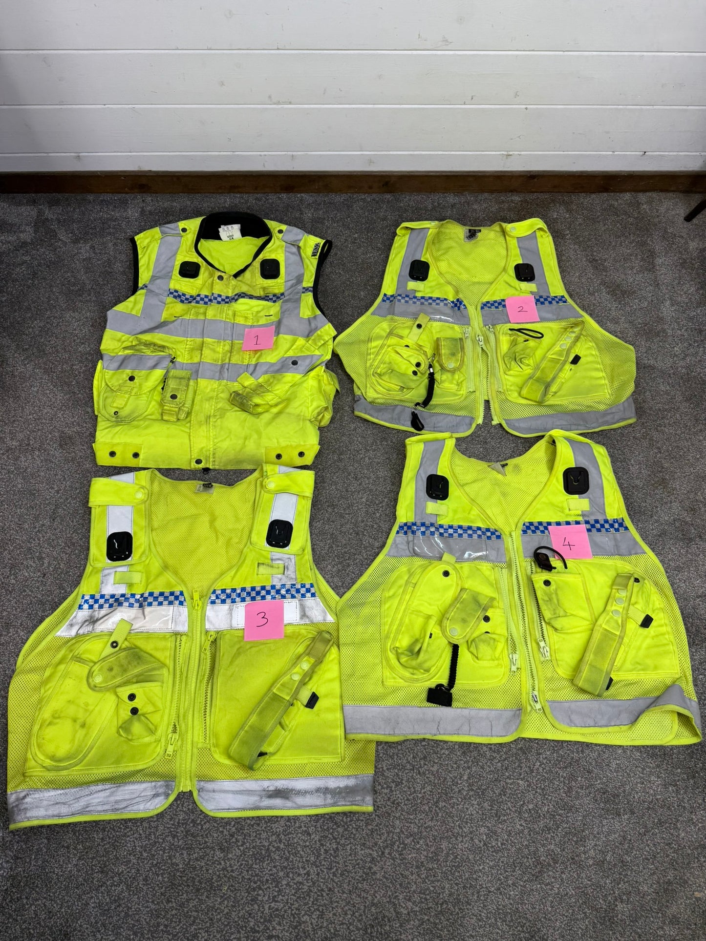 4x Ex Police Hi Vis Utility Tac Vest Job Lot Security Equipment Patrol Vests
