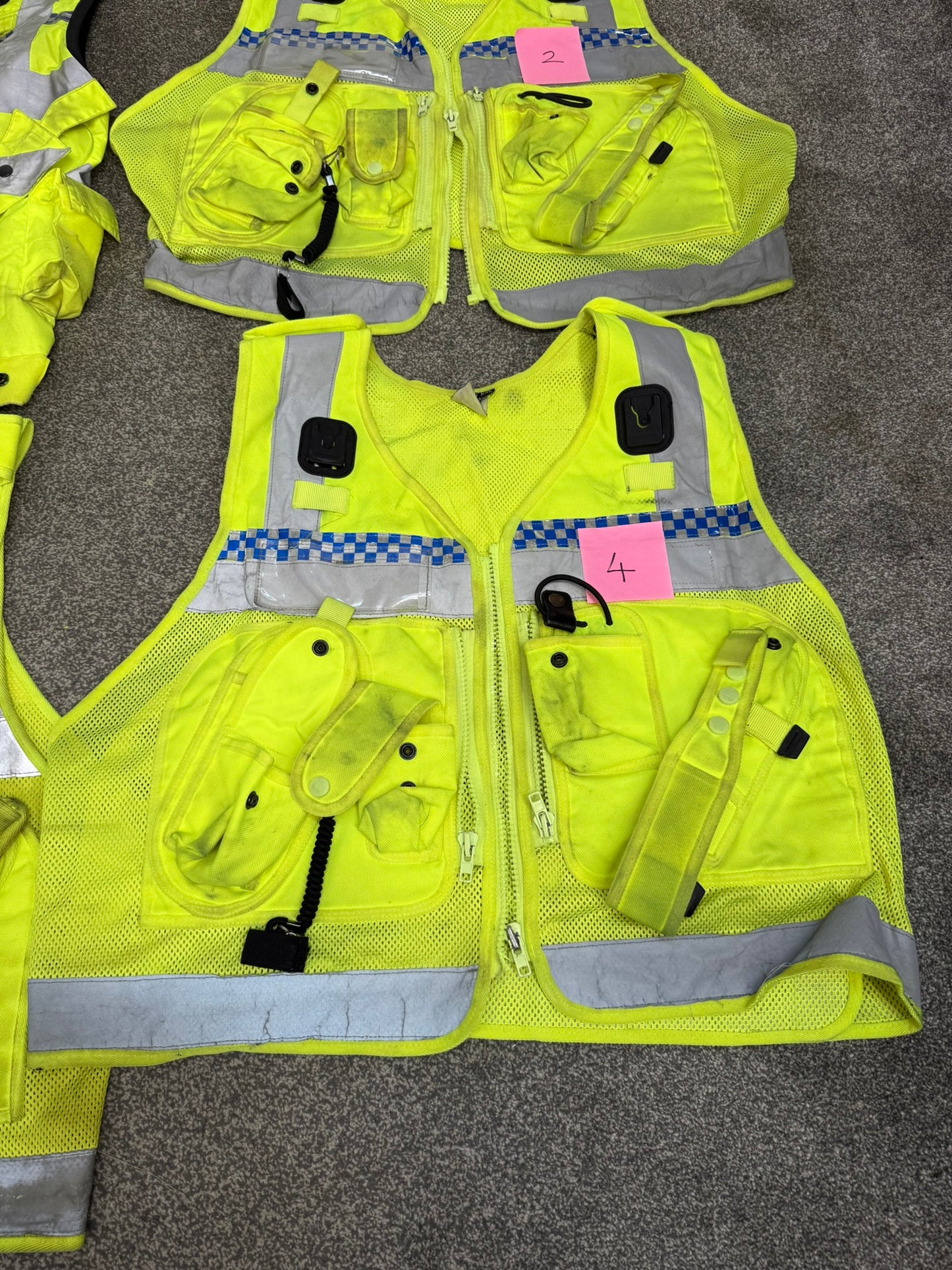 4x Ex Police Hi Vis Utility Tac Vest Job Lot Security Equipment Patrol Vests