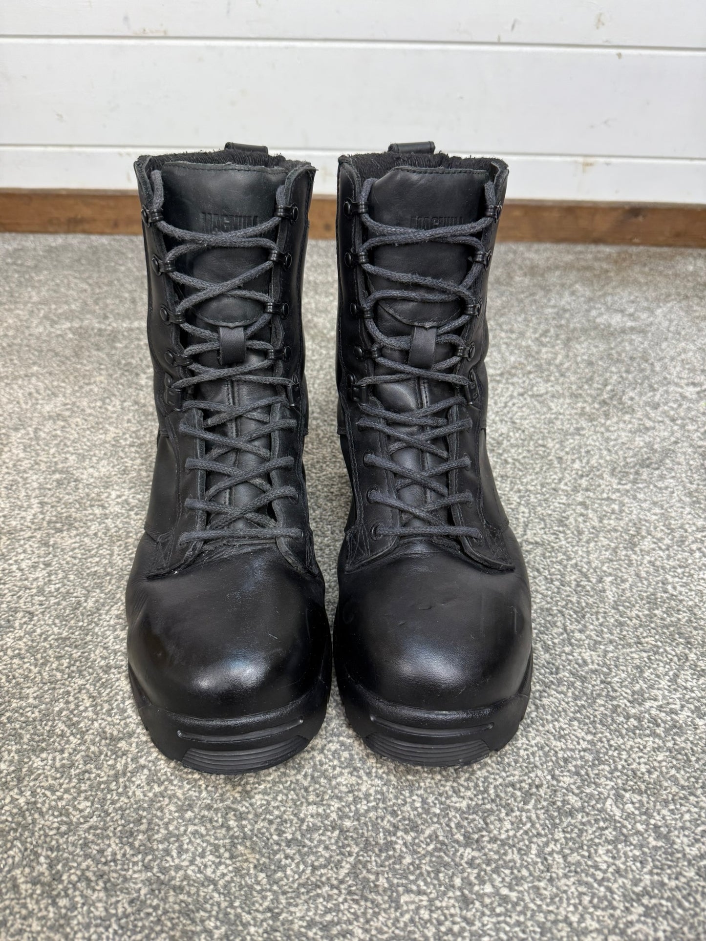 Ex Police Magnum Shield ST Combat Boots Black Leather UK 8 Security Work