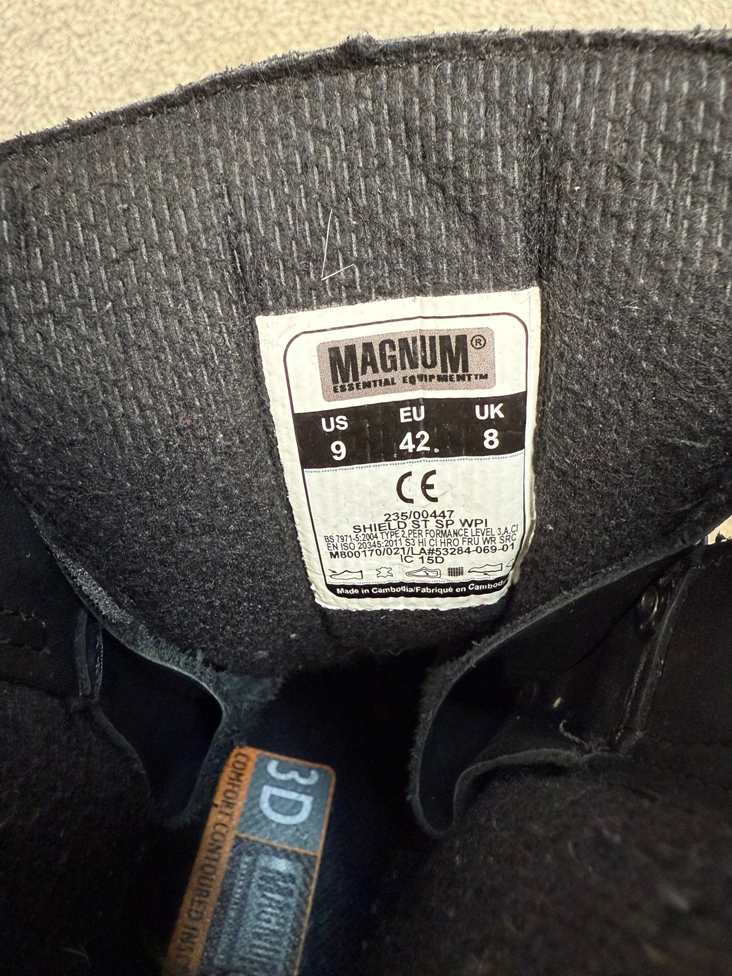 Ex Police Magnum Shield ST Combat Boots Black Leather UK 8 Security Work