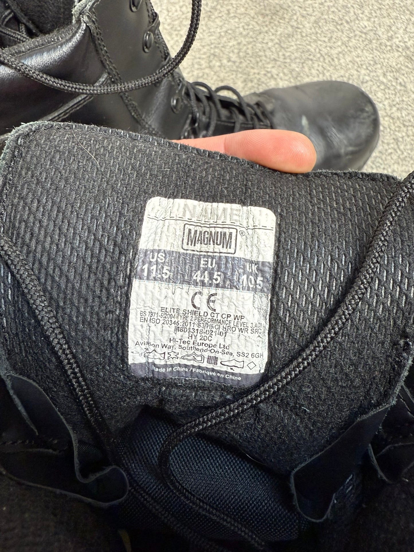 Ex Police Magnum Elite Shield Combat Boots Black Leather UK 10.5 Security Work