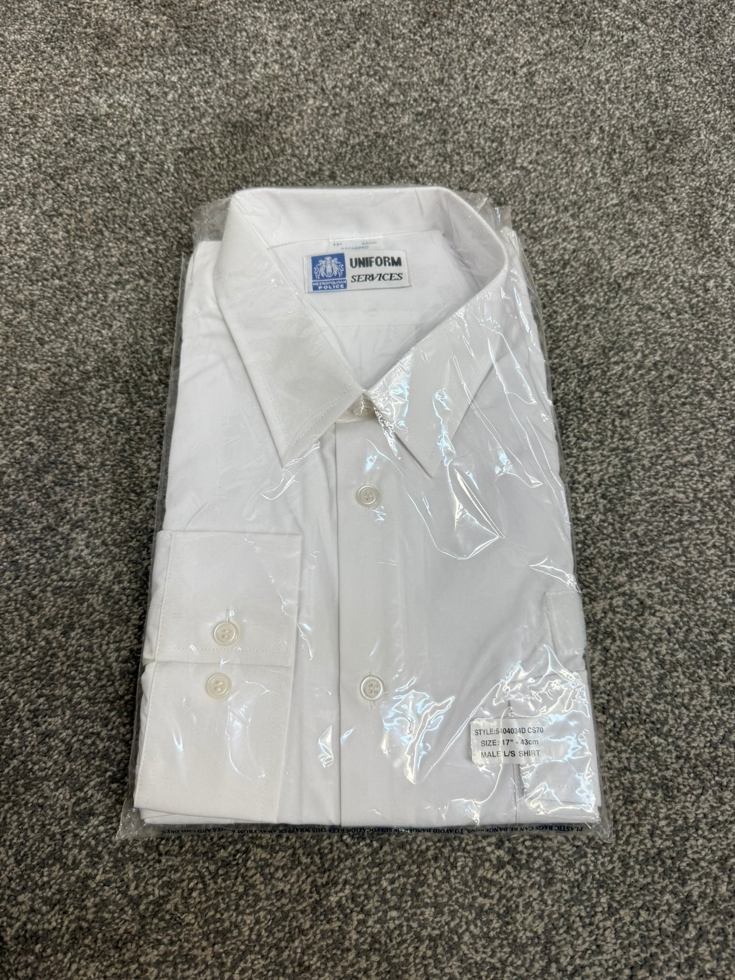 NEW Metropolitan Met Police White Shirt Long Sleeve 17" Collectors Film / TV Uniform