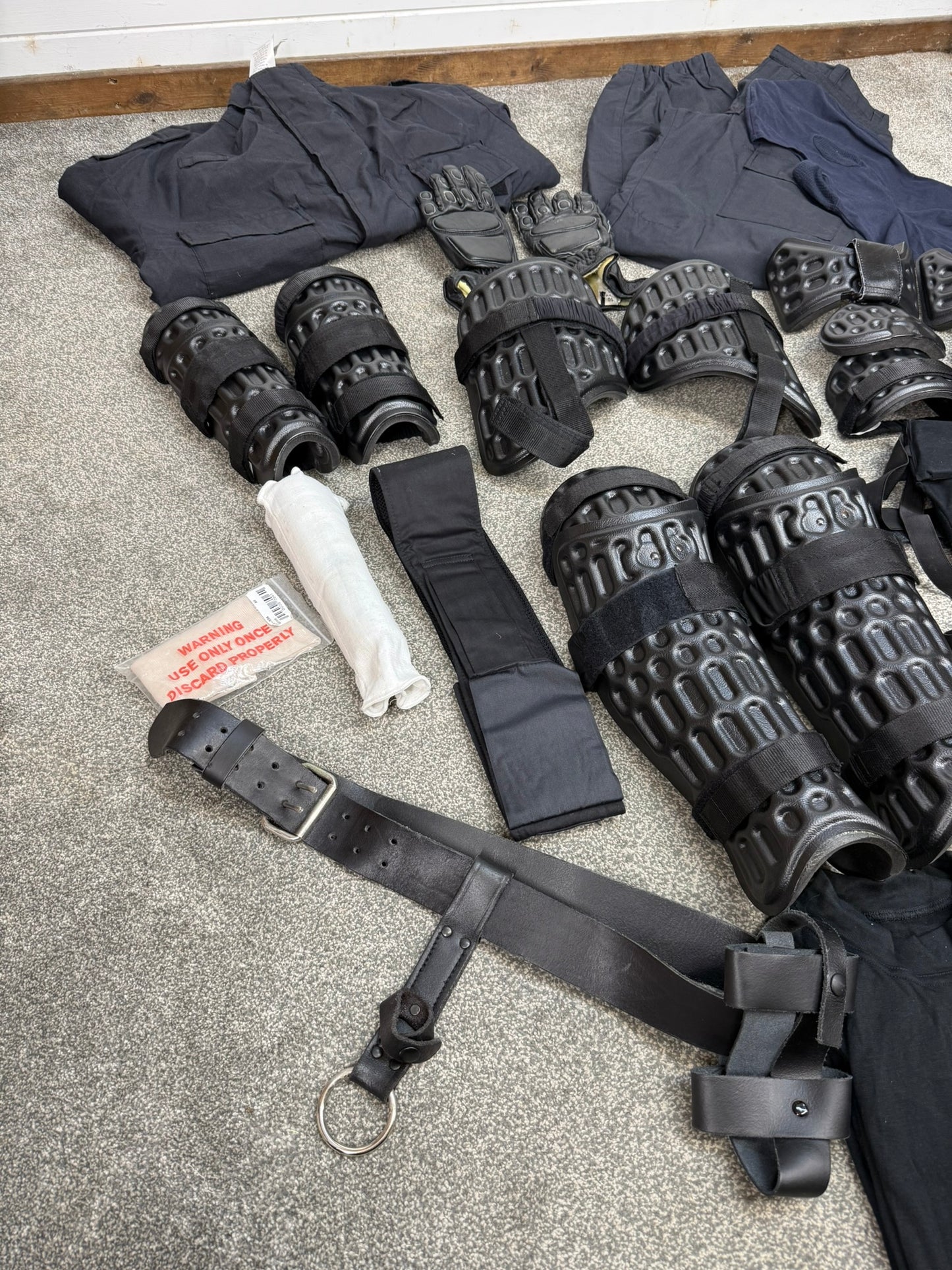 Ex Police Riot Kit Guard Full Set Coveralls Guards Gloves LARGE Job Lot Bundle