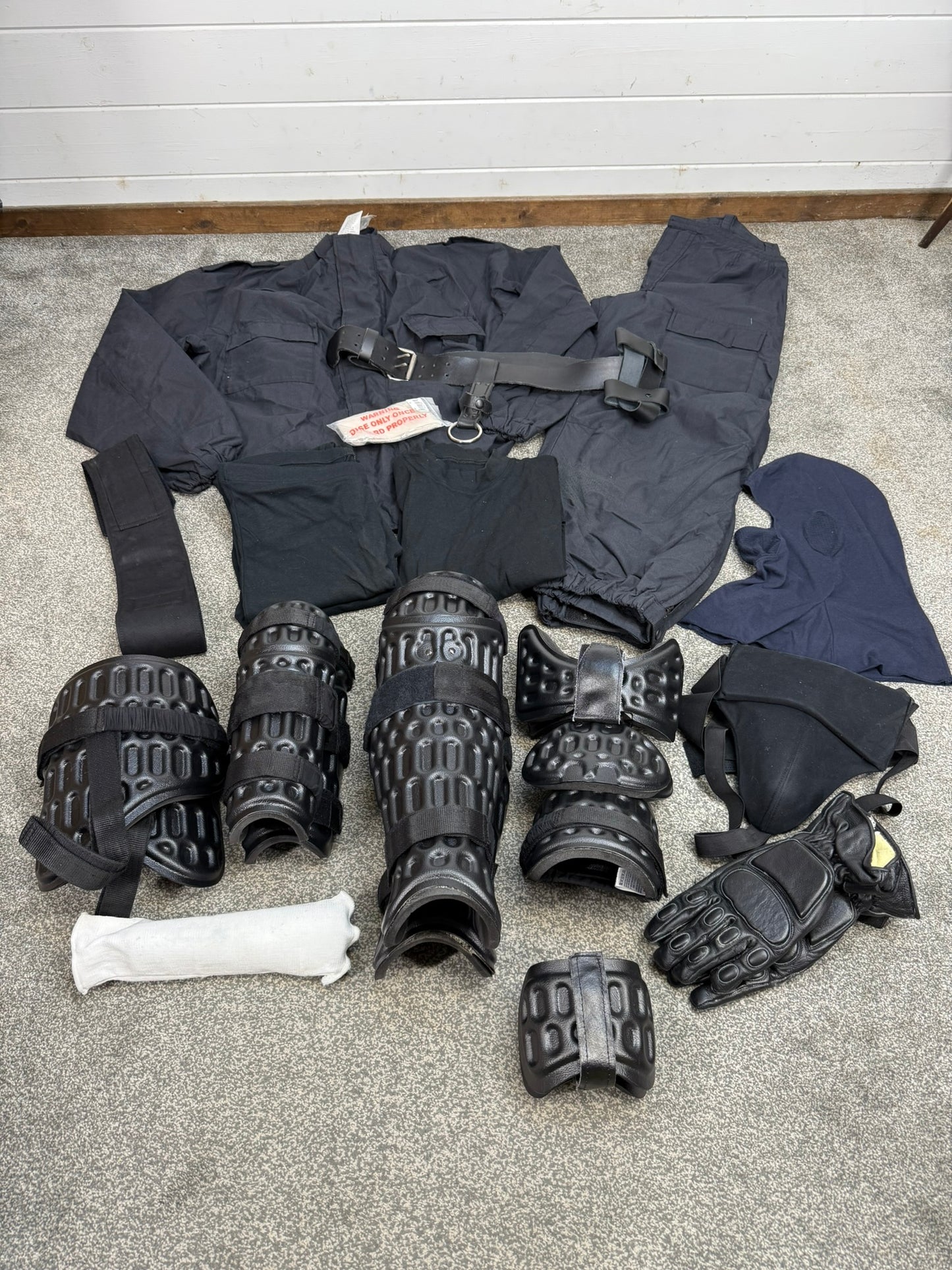 Ex Police Riot Kit Guard Full Set Coveralls Guards Gloves LARGE Job Lot Bundle