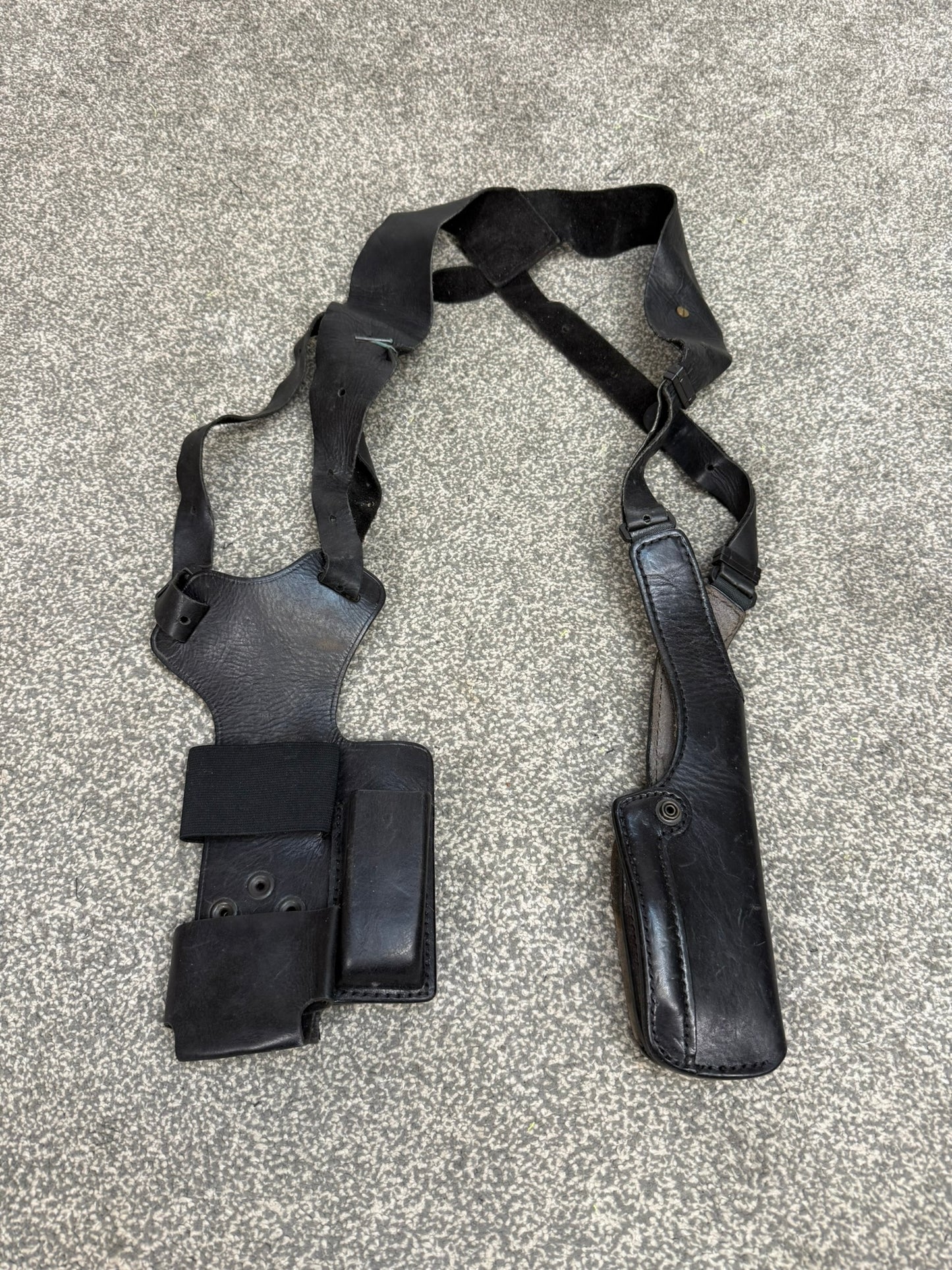 Ex Police PWL Leather Shoulder Holster Glock 17 With Radio & Mag Pouch Covert Security G2
