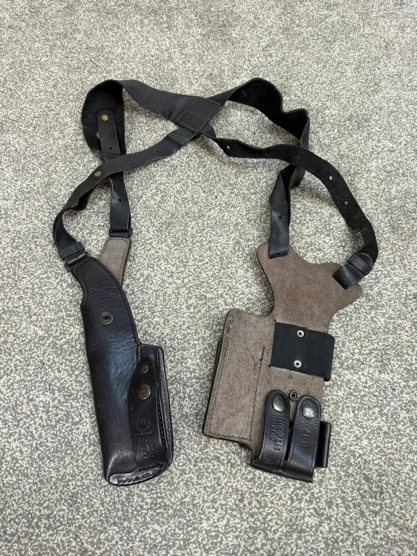 Ex Police PWL Leather Shoulder Holster Glock 17 With Radio & Mag Pouch Covert Security G2