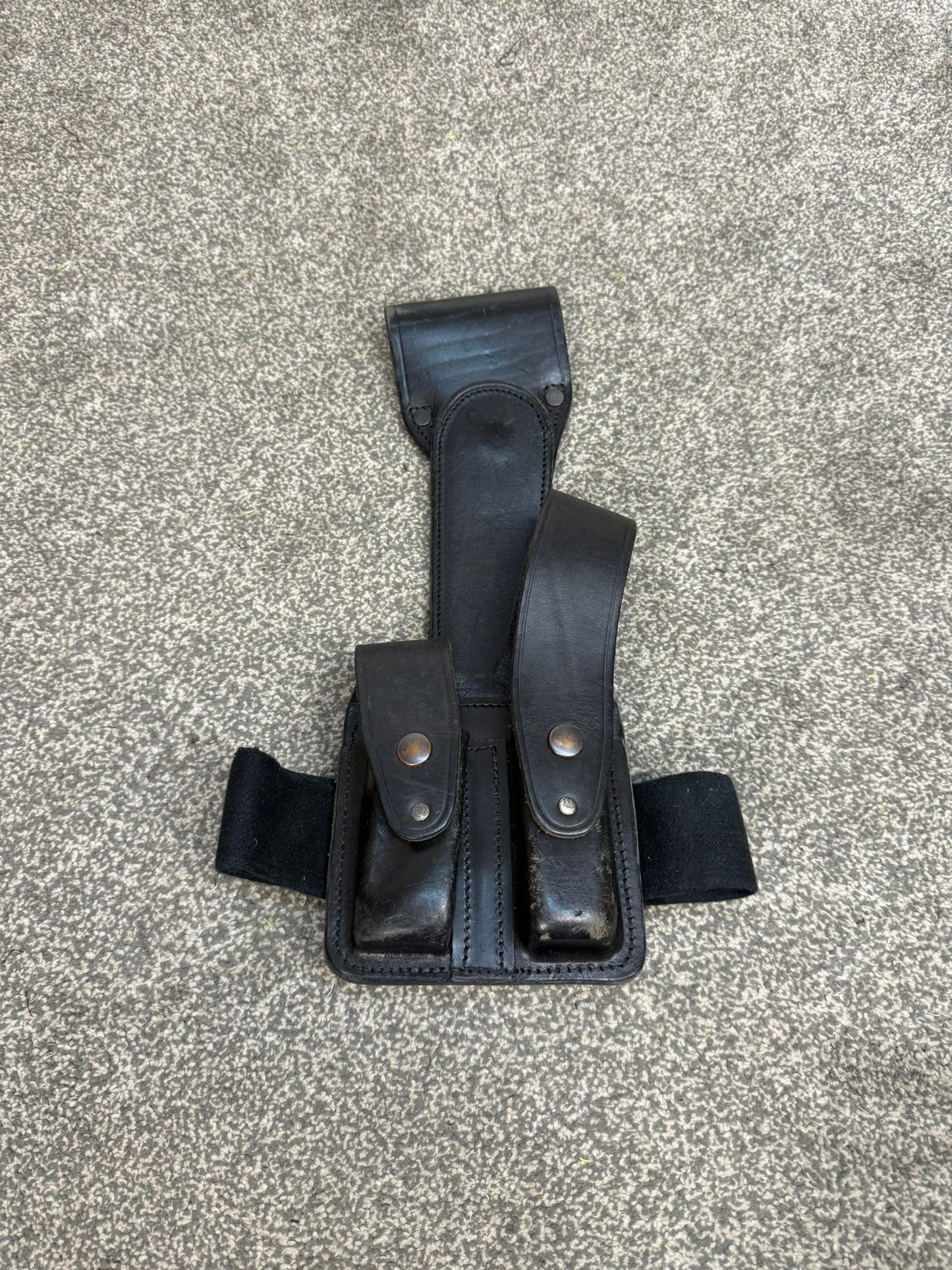 Ex Police Leather Double Mag Pouch Drop Leg Belt Attachment
