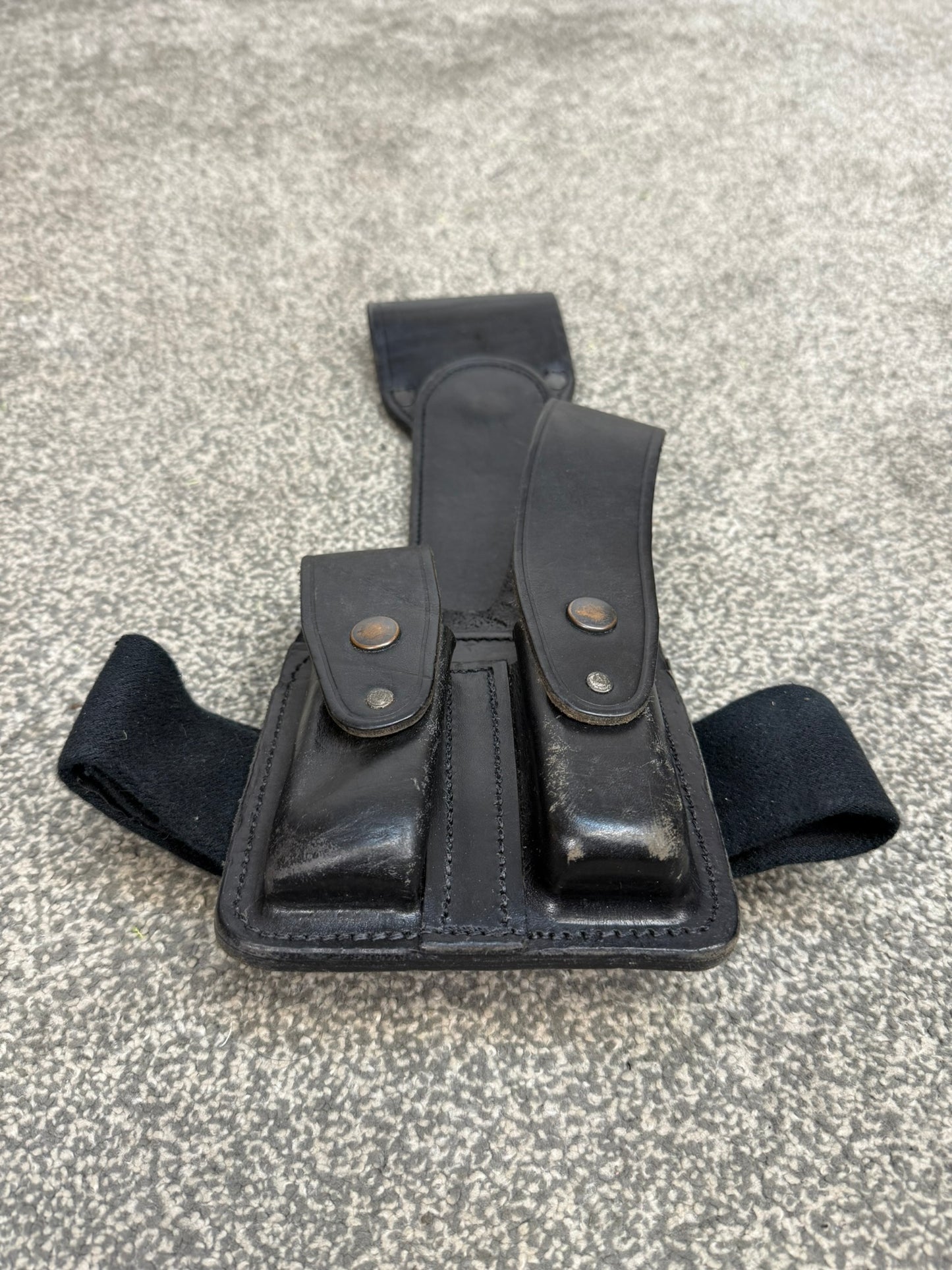 Ex Police Leather Double Mag Pouch Drop Leg Belt Attachment