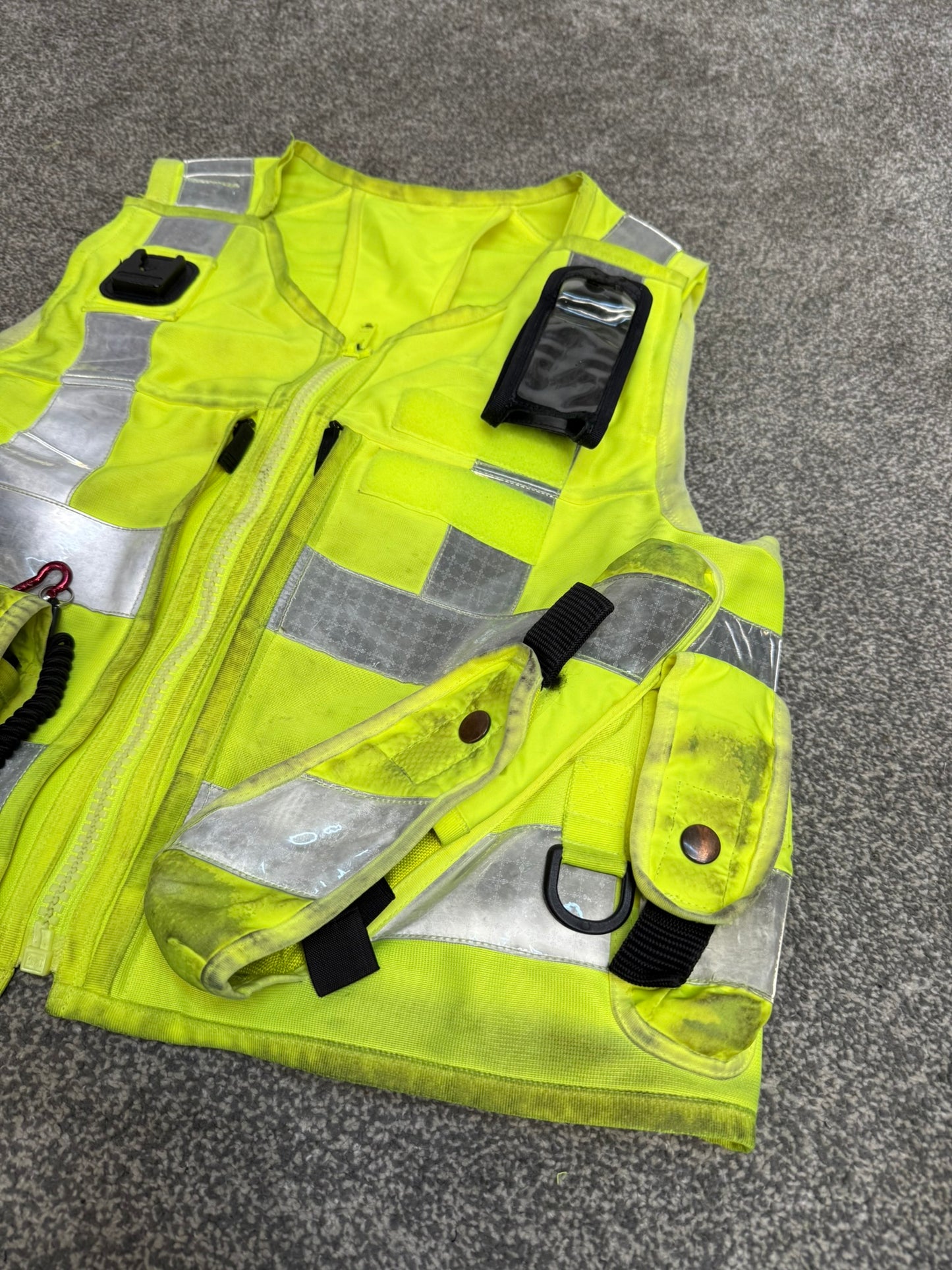 Ex Police Hi Vis Tac Vest LARGE Equipment Utility Vest & Radio Pouch Patrol SIA Security