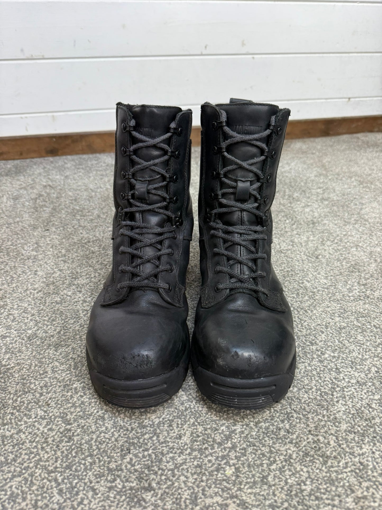 Ex Police Magnum Shield ST Combat Boots Black Leather UK 8 Security Work