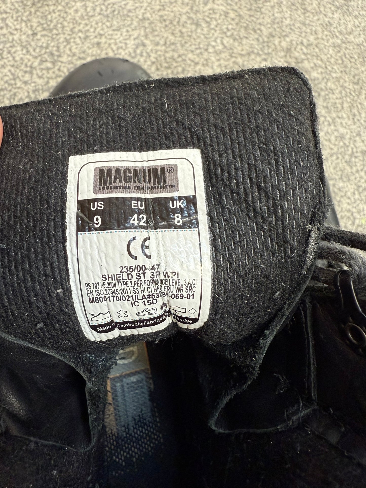 Ex Police Magnum Shield ST Combat Boots Black Leather UK 8 Security Work