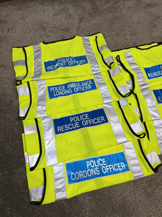 Ex Police Hi Vis Vests x7 JOB LOT Collector Display Film / TV Uniform