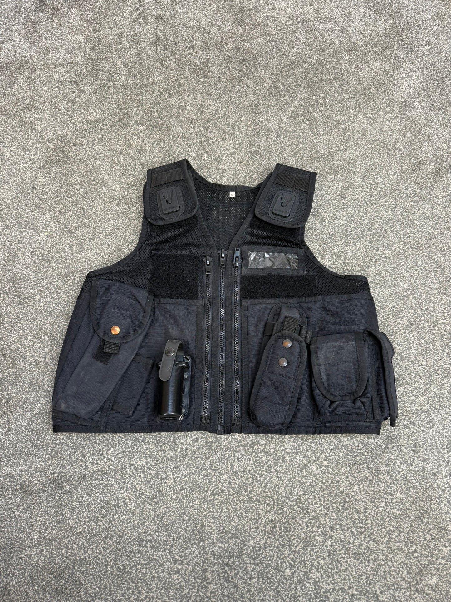 Ex Police Black Arktis Tactical Utility Vest & Pouches Security Airsoft - X Small