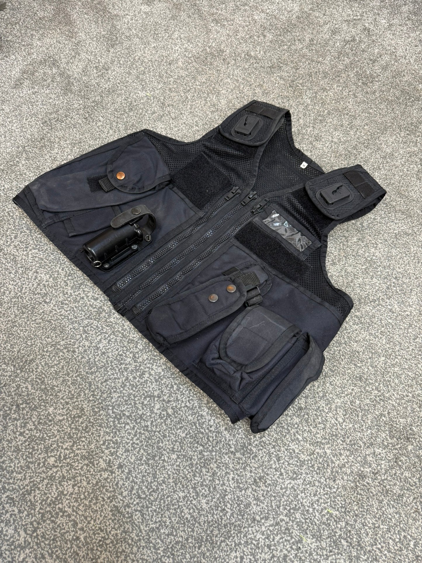 Ex Police Black Arktis Tactical Utility Vest & Pouches Security Airsoft - X Small