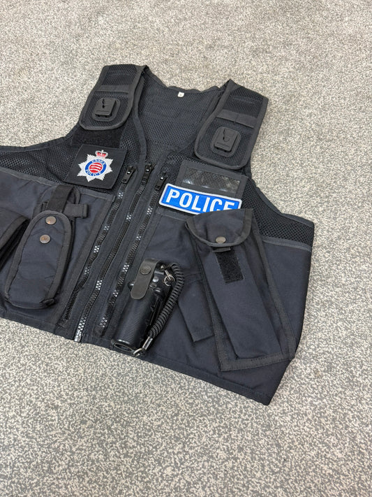 Ex Essex Police Black Arktis Tactical Utility Vest & Pouches Security Airsoft - Medium