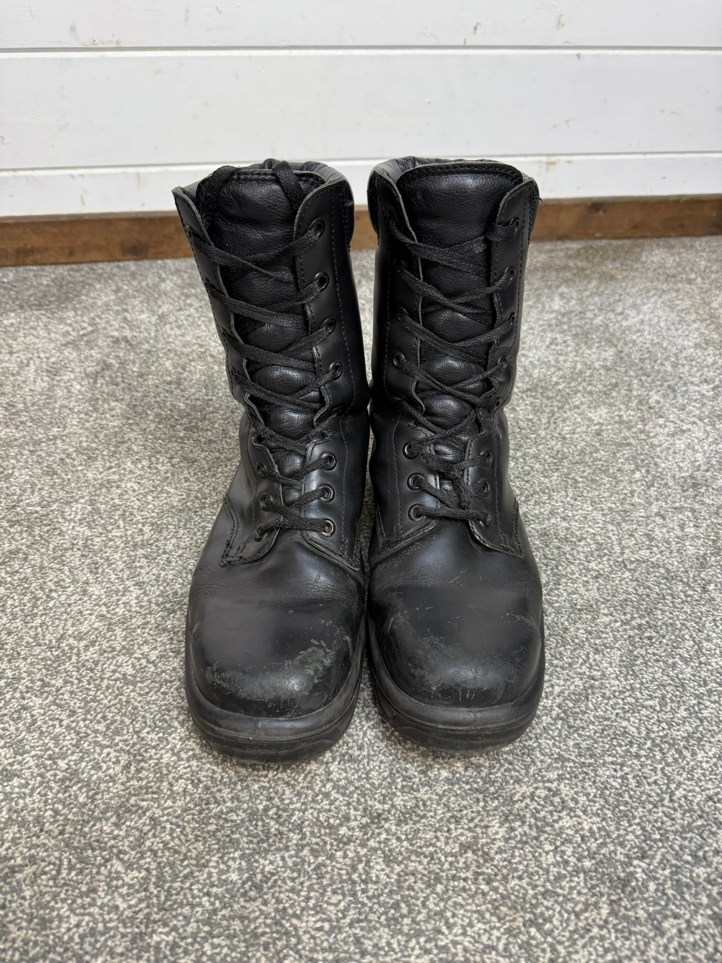 Ex Police Black Leather Boots Bata Industrials Safety Steel Toe UK 9