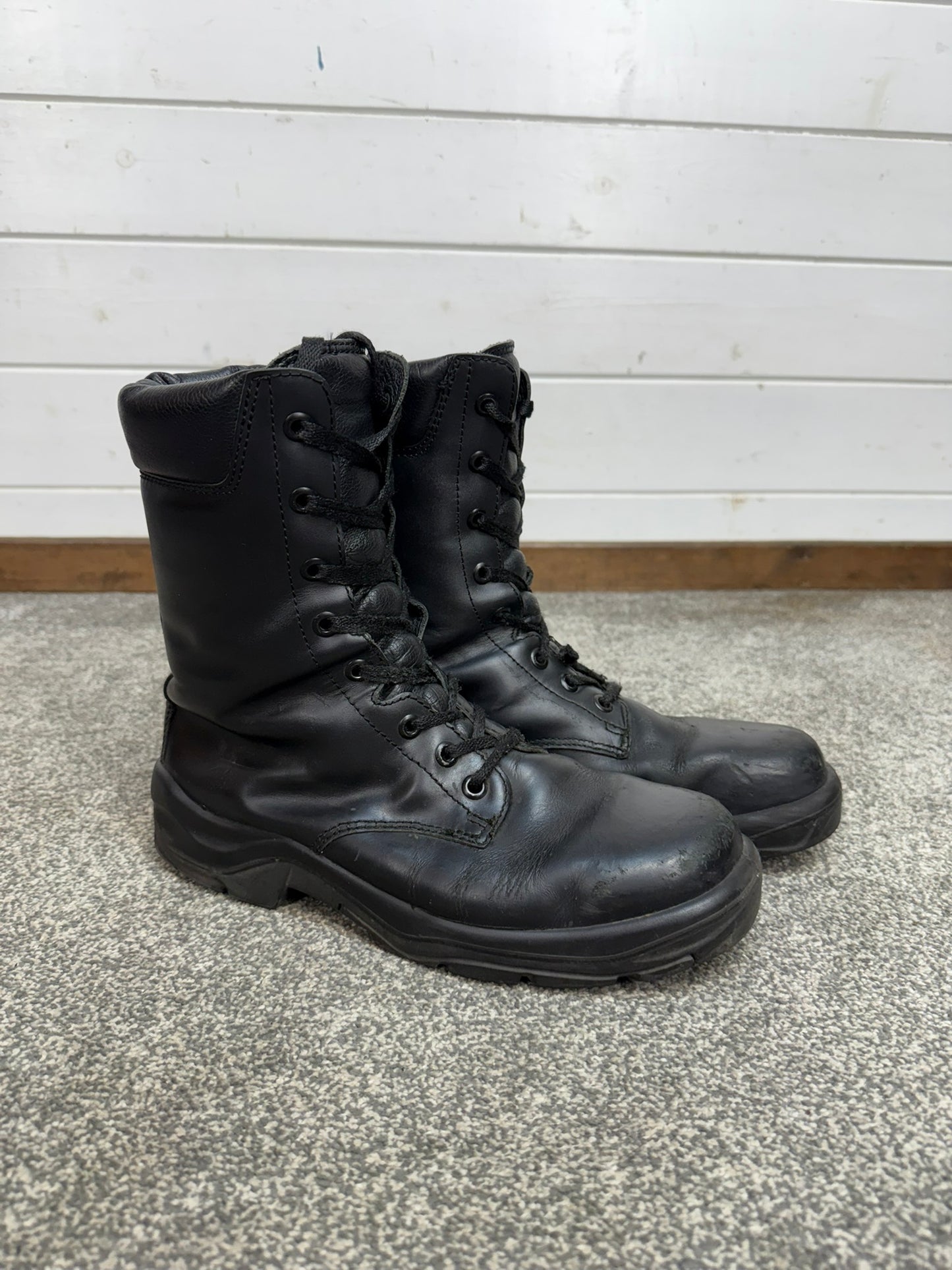 Ex Police Black Leather Boots Bata Industrials Safety Steel Toe UK 9