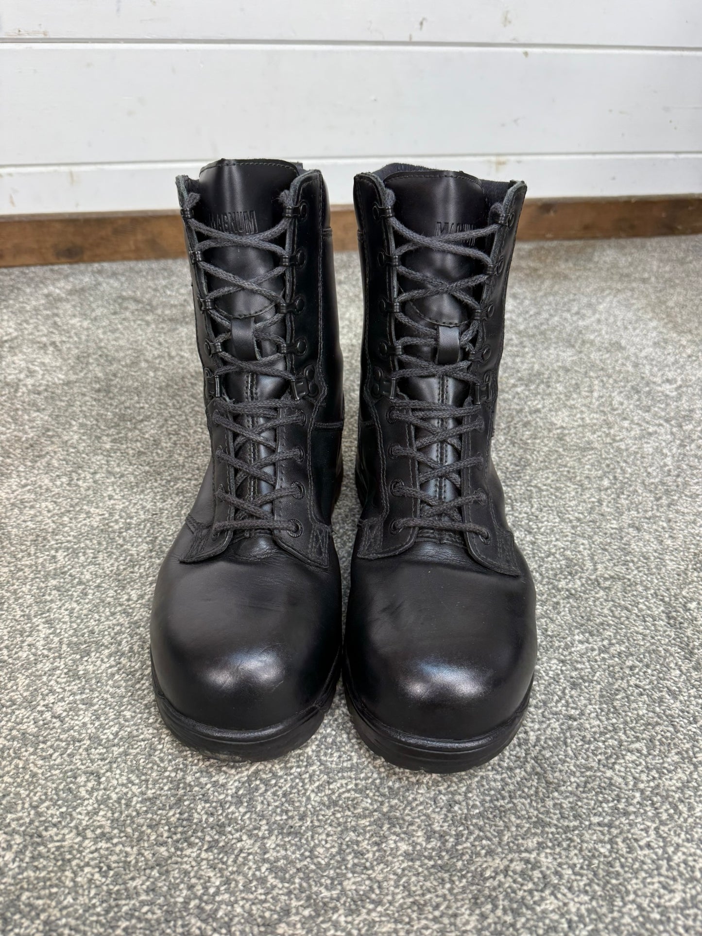 Ex Police Magnum Elite Shield Combat Boots Black Leather UK 8 Security Work Boot