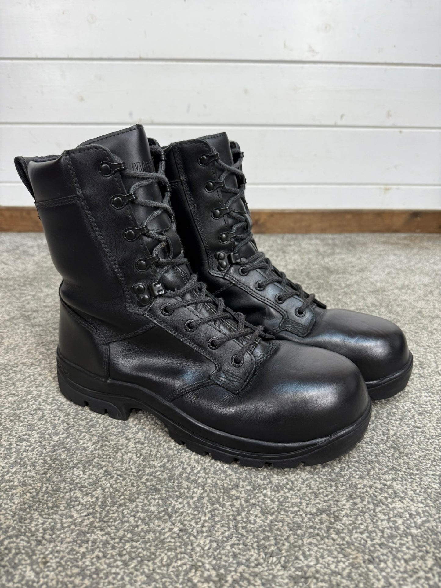 Ex Police Magnum Elite Shield Combat Boots Black Leather UK 8 Security Work Boot