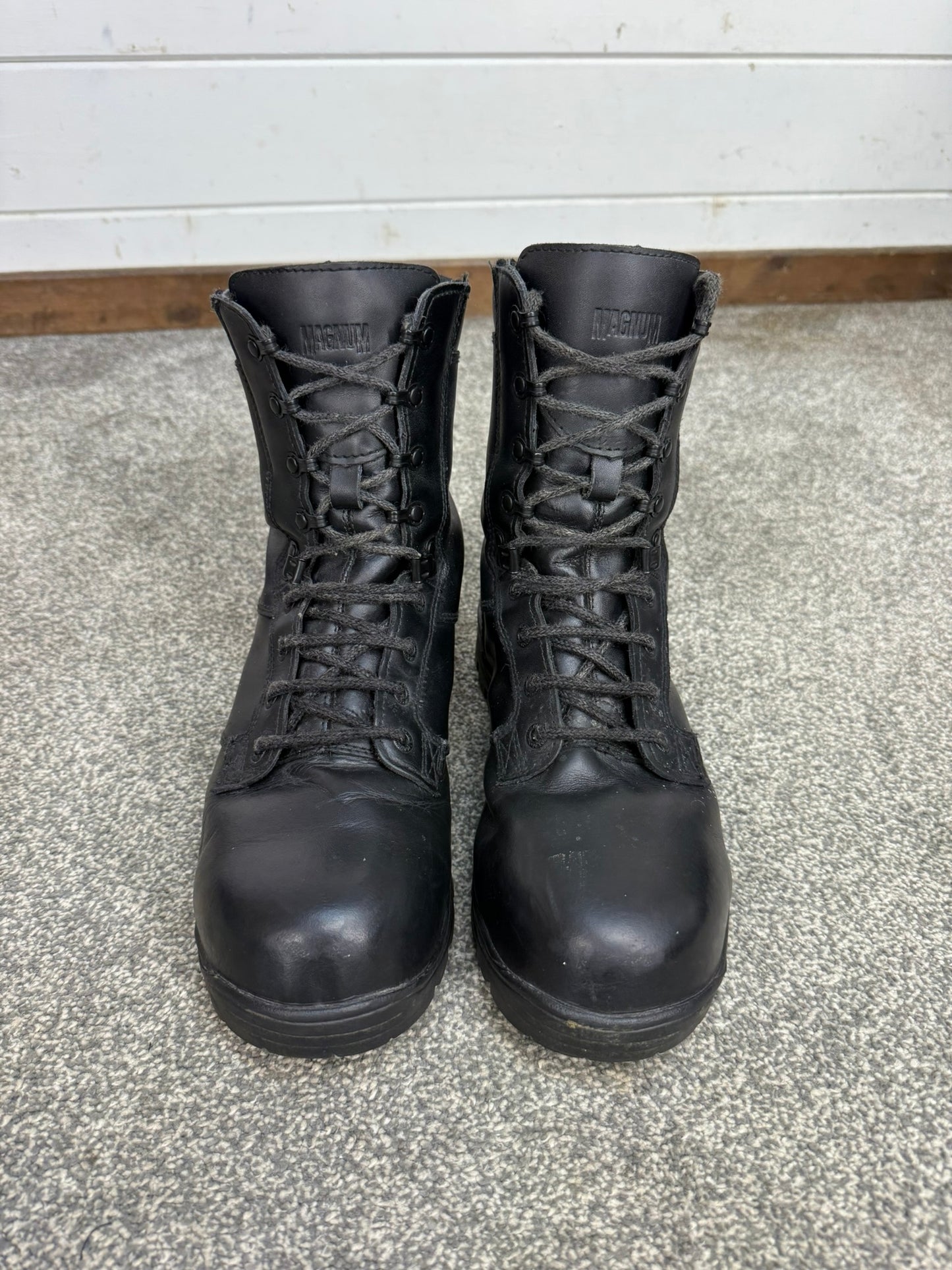 Ex Police Magnum Elite Shield Combat Boots Black Leather UK 8 Security Work Boot