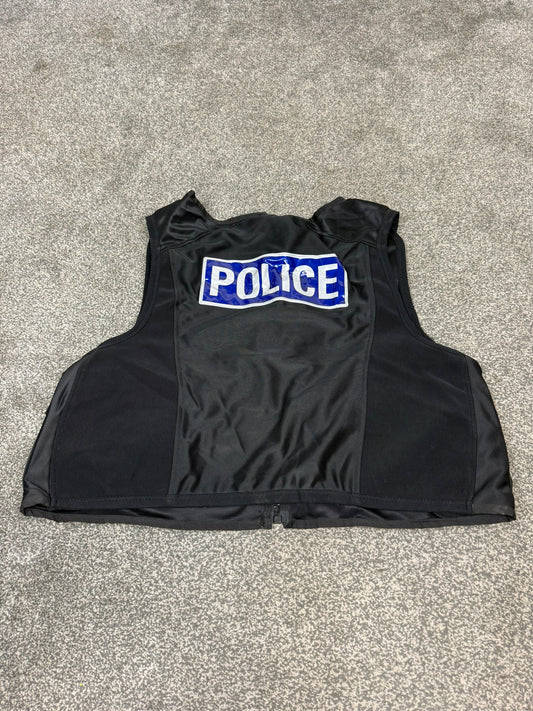 Ex Police Black Tactical Utility Vest Firearms Taser BADGED - X Large