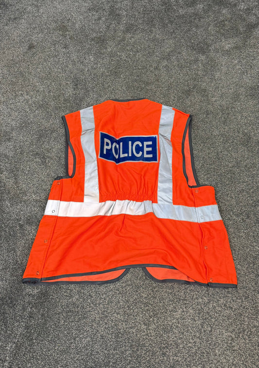 Ex Police Orange Hi Vis Vest Waistcoat BADGED TV Film Display Collector