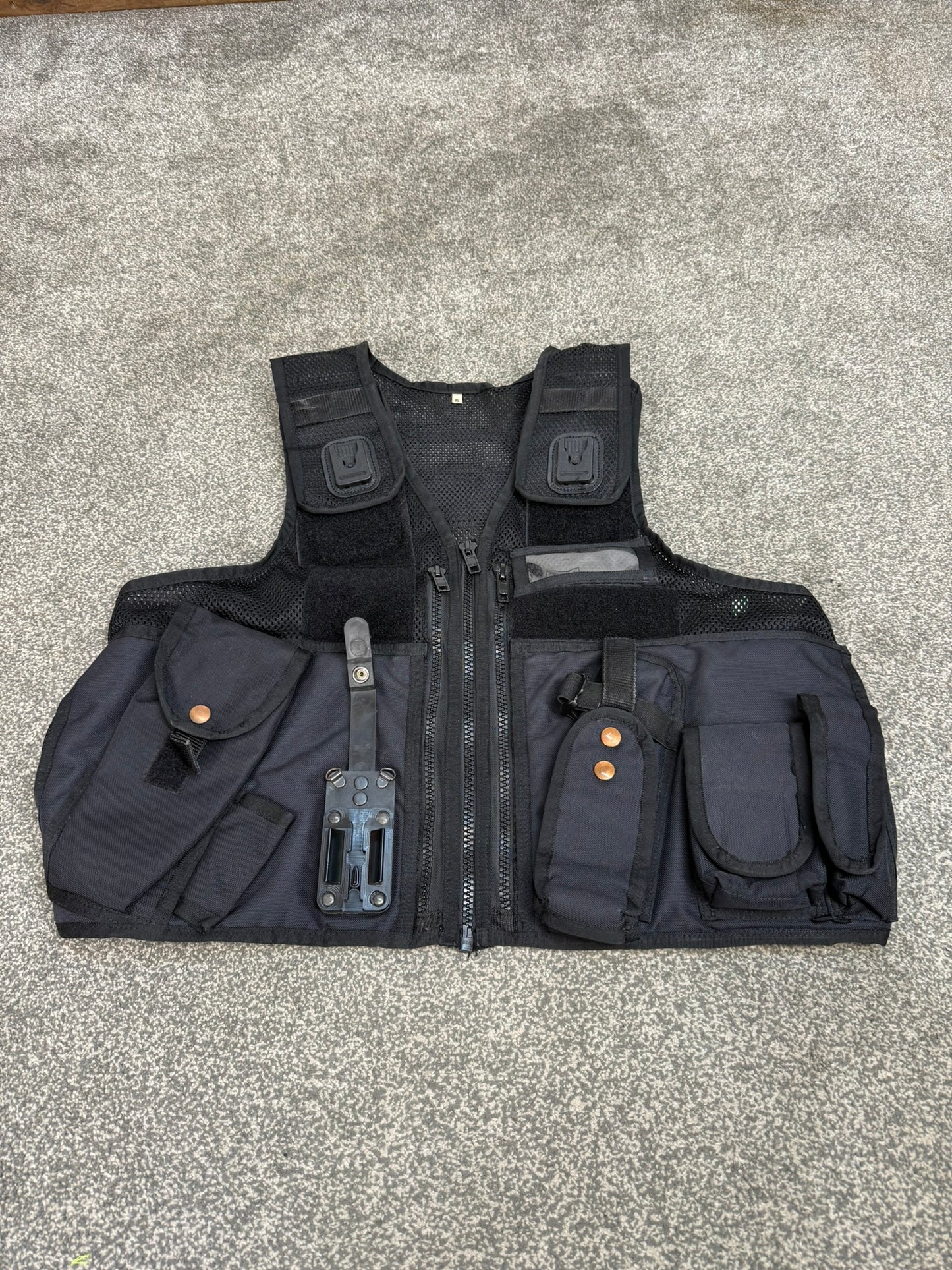 Ex Police Black Arktis Tactical Utility Vest & Pouches Security Airsoft - Small