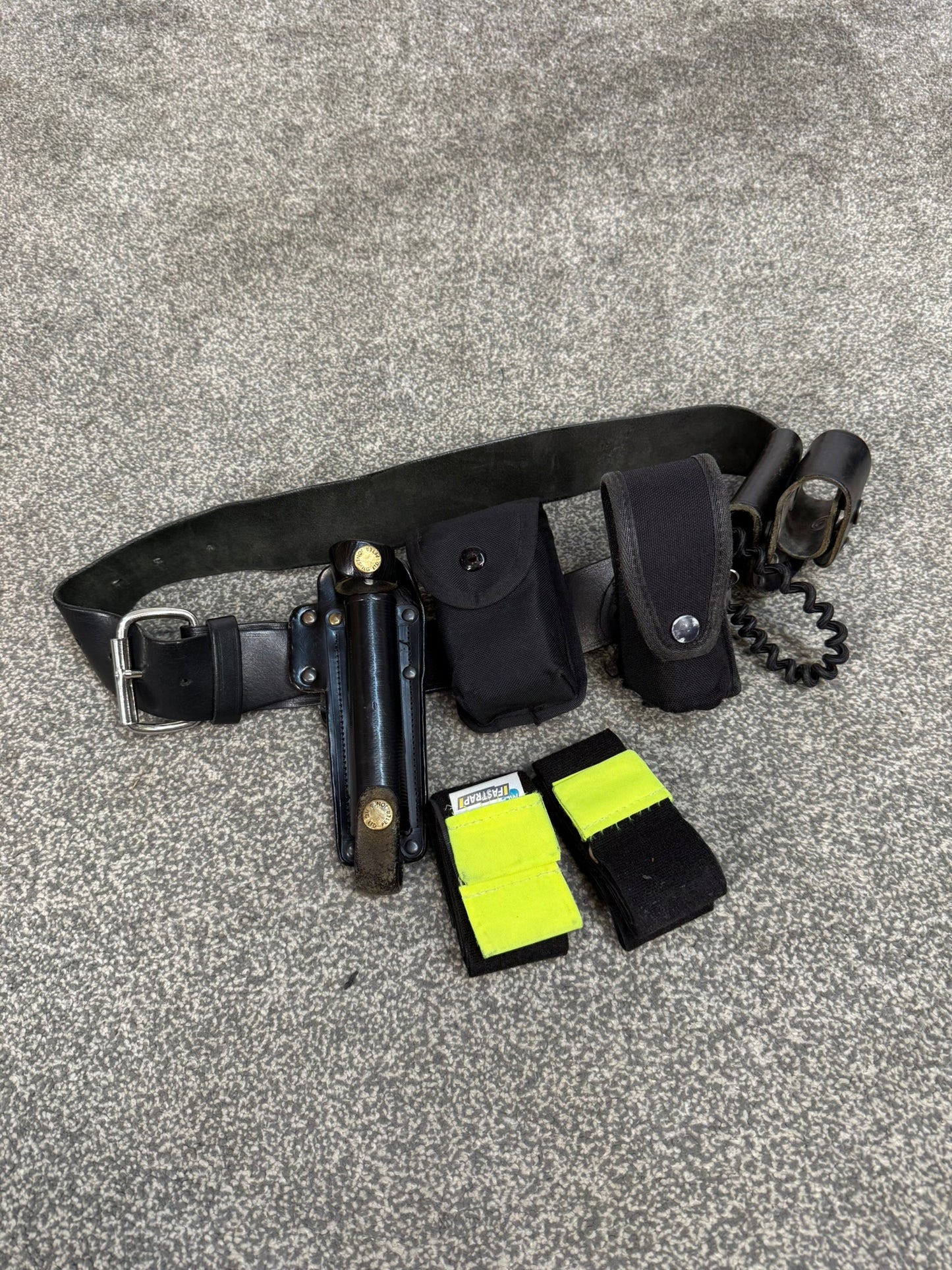 Ex Police Leather Belt & Pouches Fast Strap 40" Waist Security Patrol Belt