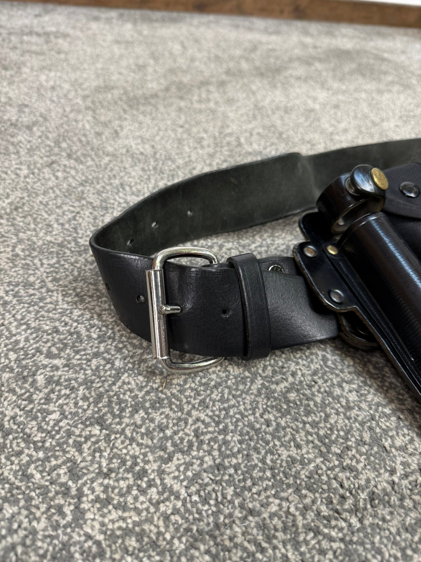 Ex Police Leather Belt & Pouches Fast Strap 40" Waist Security Patrol Belt