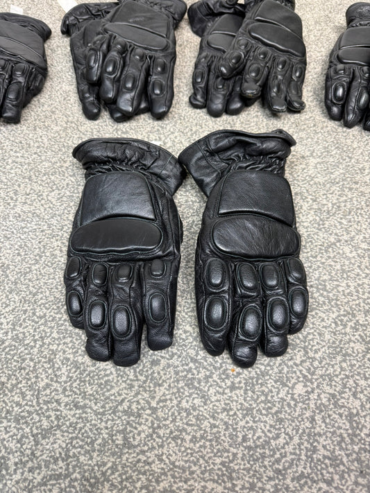 Ex Police MLA Defender Leather Riot Gloves x5 Motorcycle Biker Paintball Airsoft Security