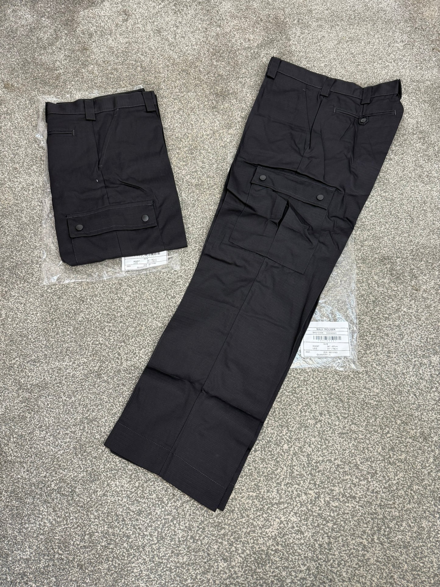 2x NEW Ex Police Men's Ripstop Cargo Trousers 34" Waist Security Uniform