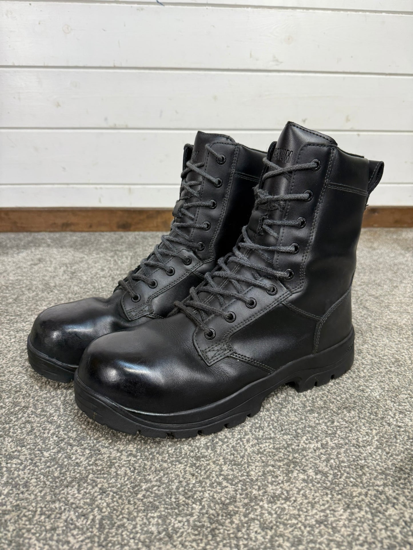 Ex Police Magnum Elite Shield Met Combat Boots Black Leather UK 9.5 Security Work