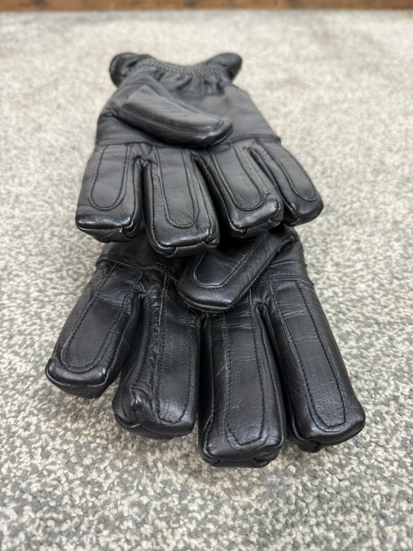 Ex Police Leather Riot Padded Gloves LARGE - VGC Motorcycle Paintball Airsoft