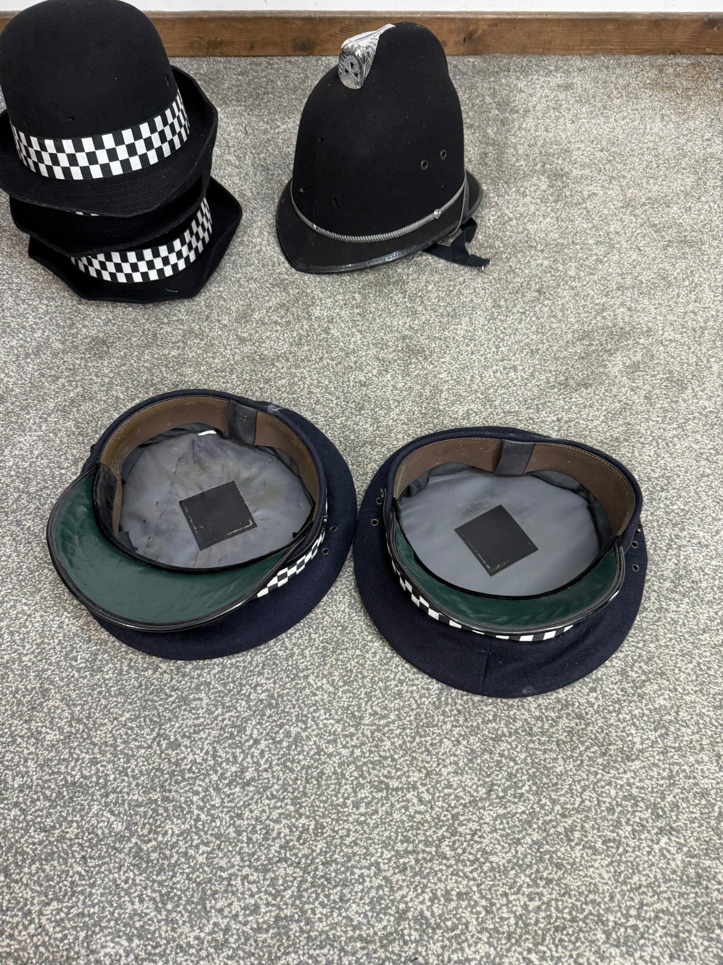 6x Ex Police Cap Bowler Hat Bobby Helmet Job Lot Theatre Headwear Uniform Film