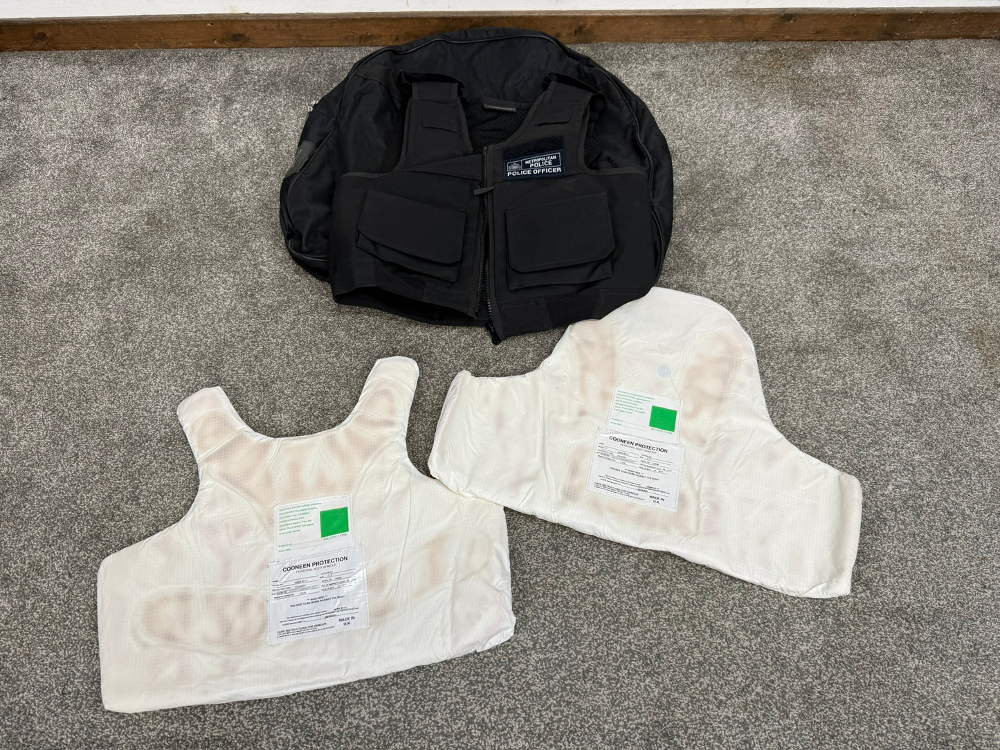 Ex Metropolitan Police Black Cooneen Body Armour Vest Anti Stab & Ballistic HG1A & KR1