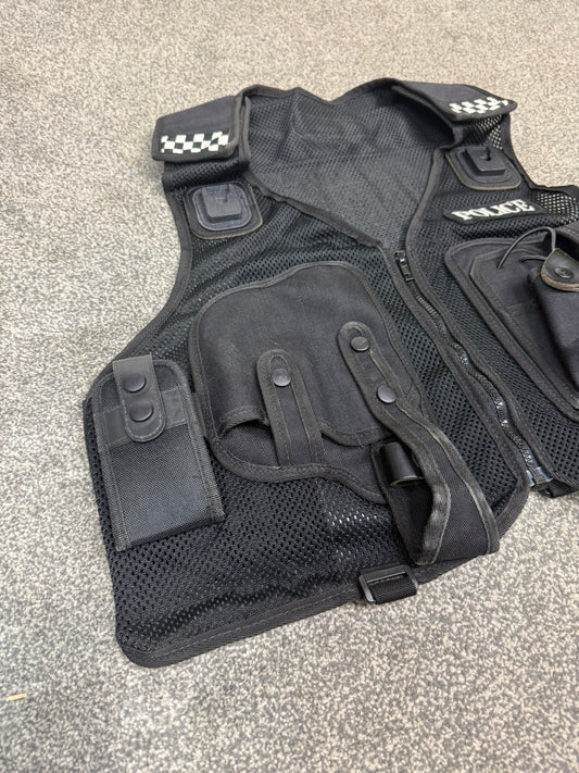 Ex Police Protec Tactical Utility Black Vest BADGED - Medium Film TV Uniform