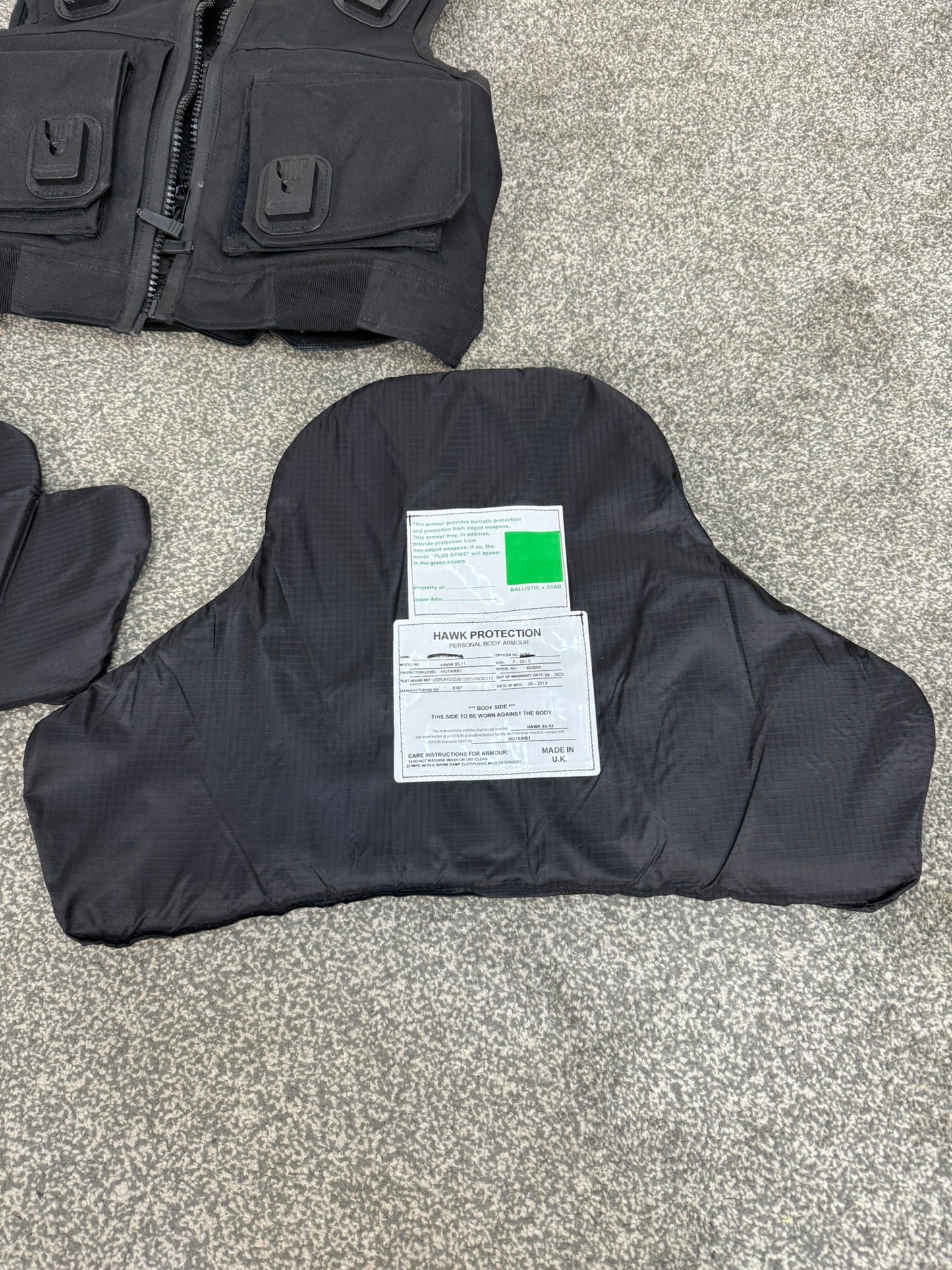 Ex Police Hawk Body Armour Female Vest Anti Stab & Ballistic HG1A & KR1 SML Security