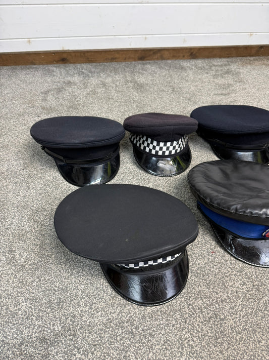 Ex Police Peak Cap Hat Job Lot x7 Theatre Headwear Uniform Film Prop Lot