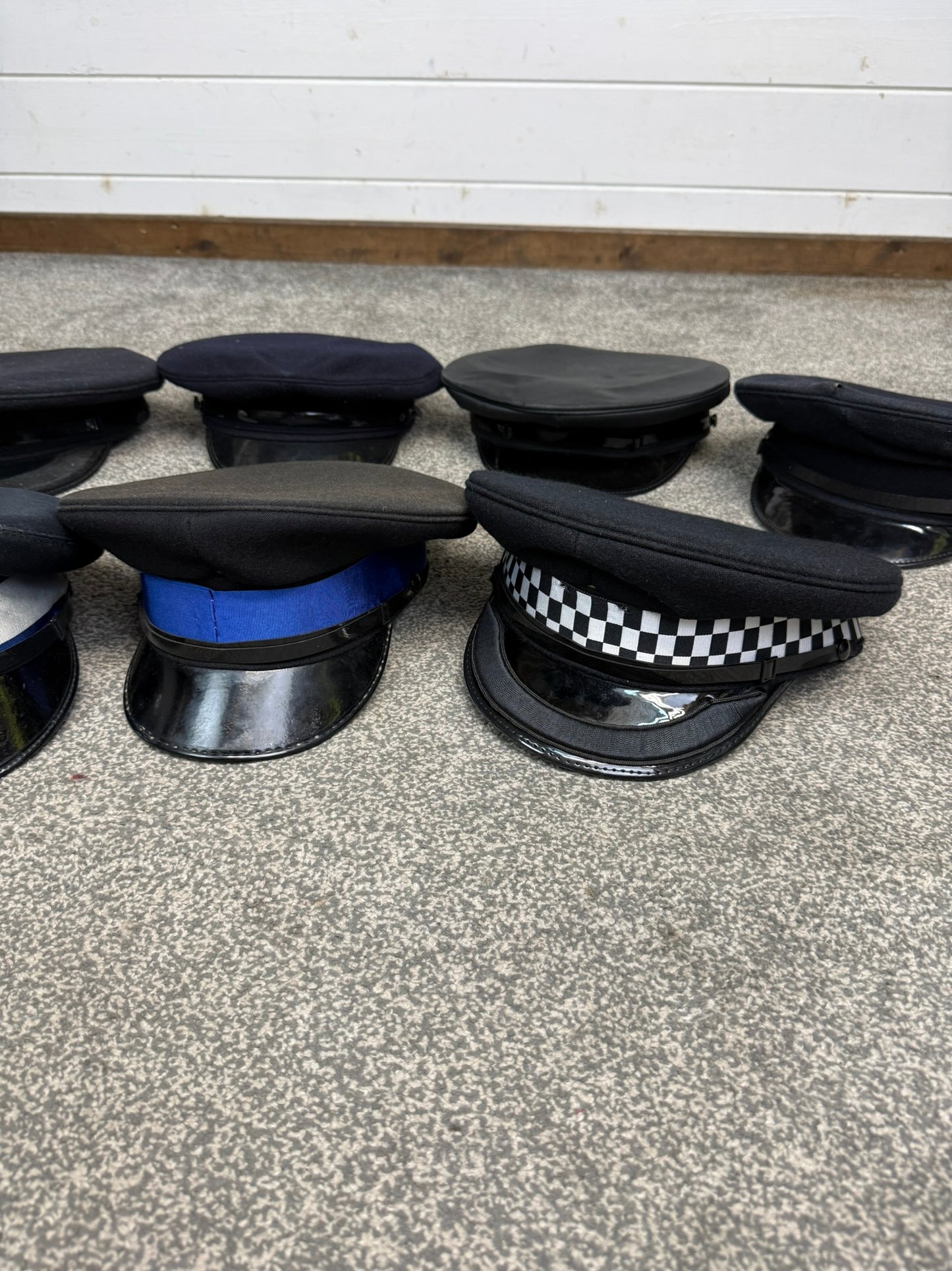 Ex Police Peak Cap Hat Job Lot x7 Theatre Headwear Uniform Film Prop Lot