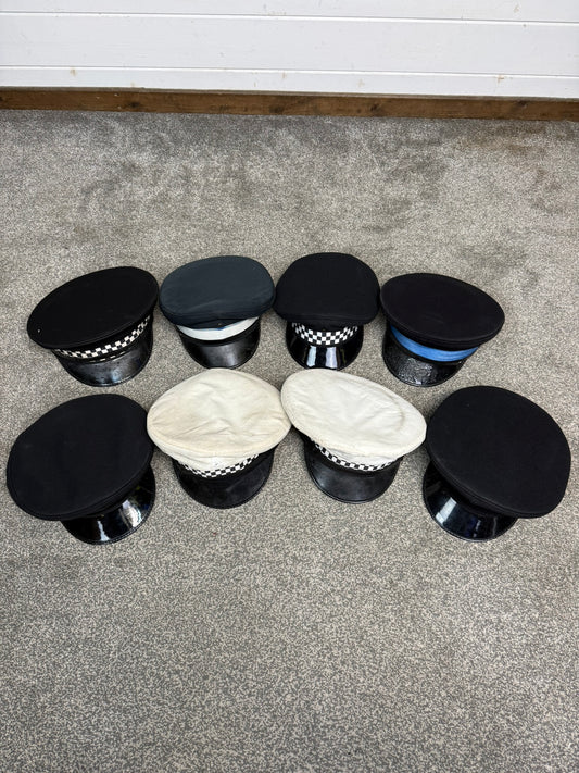 Ex Police Peak Cap Hat Job Lot x8 Theatre Headwear Uniform Film Prop Lot