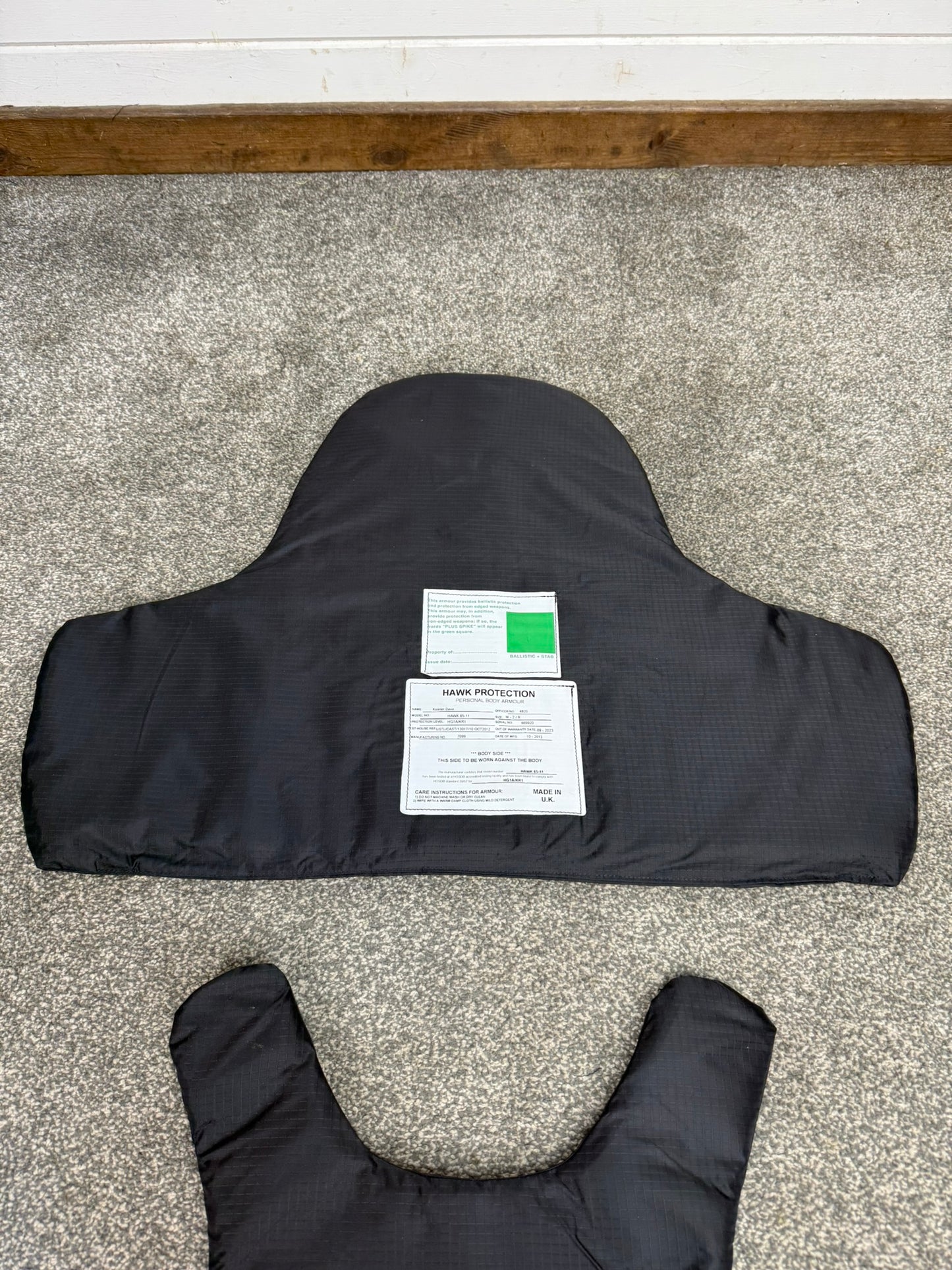 Ex Police Body Armour Panels Inserts Hawk Bulletproof Ballistic Security Stab