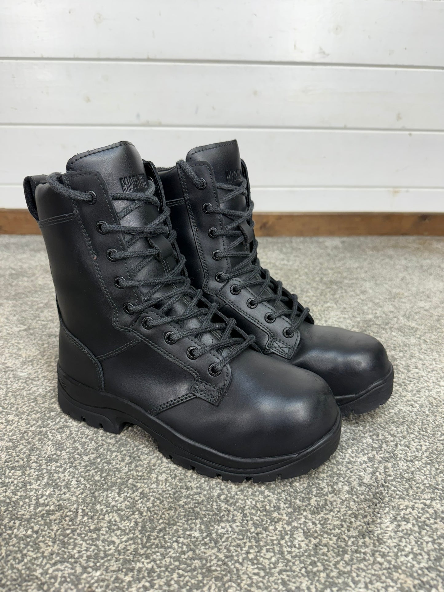 Magnum Elite Shield Met Black Leather Combat Boots UK 5 Ex Police Security Work