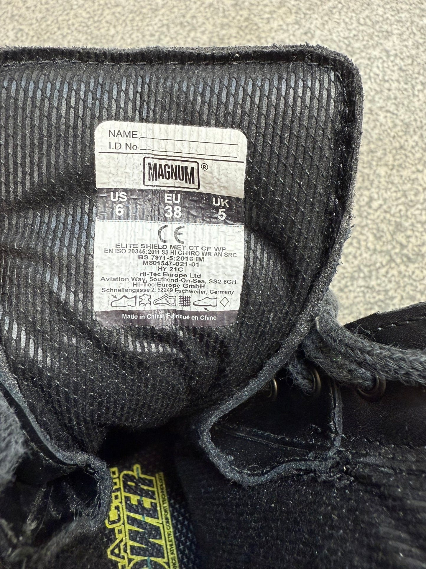 Magnum Elite Shield Met Black Leather Combat Boots UK 5 Ex Police Security Work