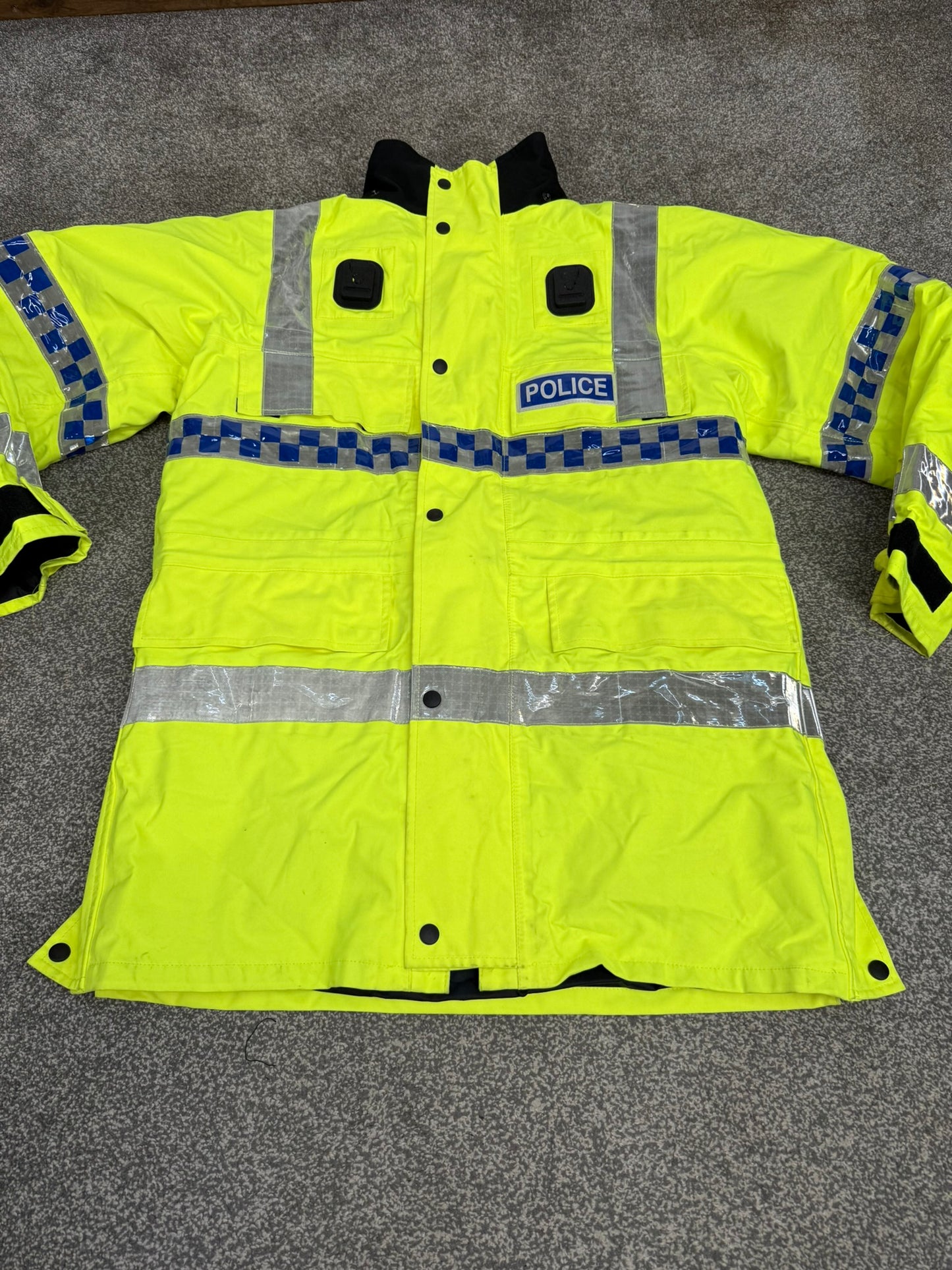 Ex Police Hi-Vis Waterproof Jacket Model 9 BADGED With Klickfast & Quilted Liner