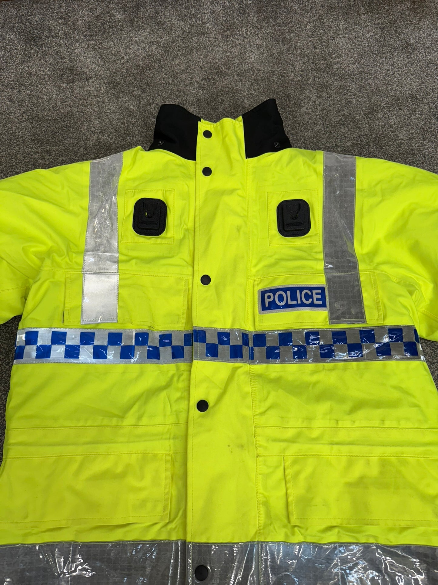 Ex Police Hi-Vis Waterproof Jacket Model 9 BADGED With Klickfast & Quilted Liner