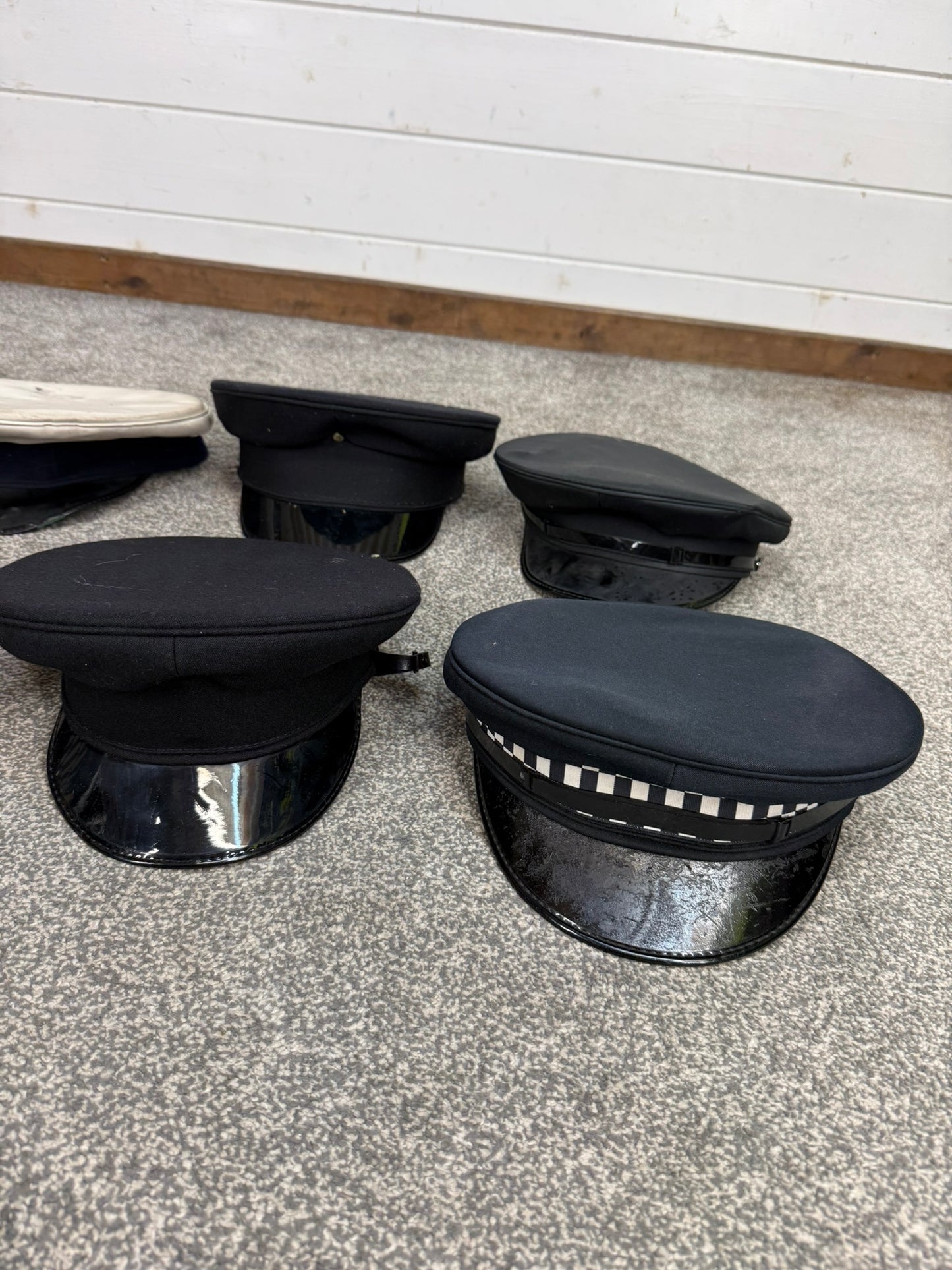 6x Ex Police Peak Cap Bowler Hat Job Lot Theatre Headwear Uniform Film Prop Lot